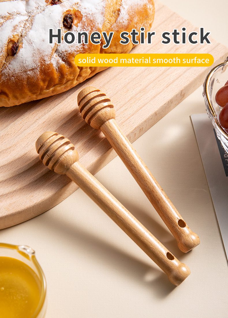 Mini Wooden Honey Spoon Eco-Friendly Long Handle Mixing Stick Dessert Tool Wooden Stir Bar For Honey Jar Kitchen Supplies